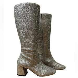 Blue by Betsey Johnson silver glitter sparkle  Mitzi Boot 5:5